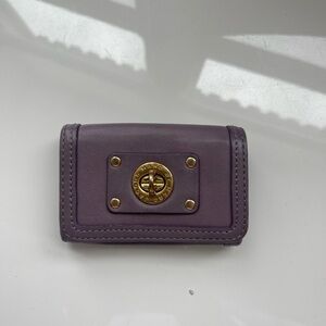 Purple Leather Wallet with Gold Accents